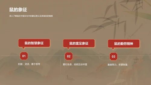 金色生肖鼠中国风教育新篇PPT模板