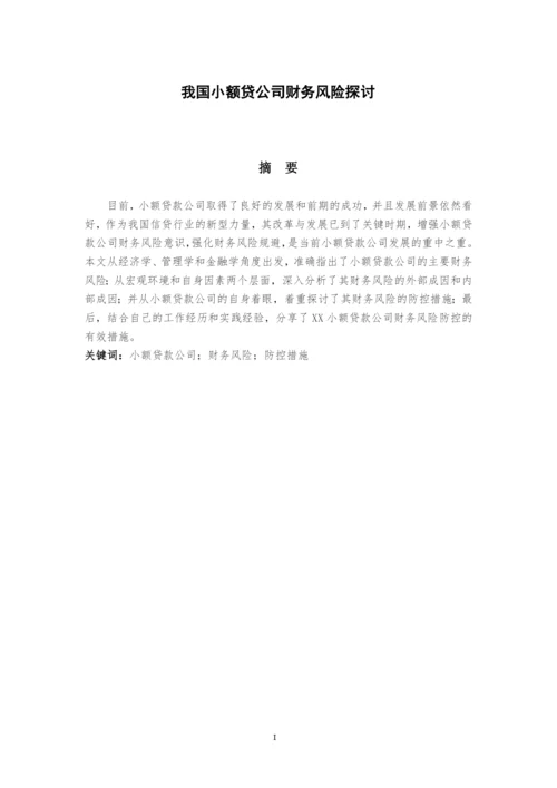 我国小额贷款公司财务风险探讨--毕业论文设计.docx