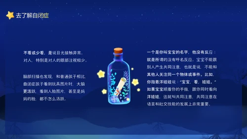 关爱自闭症患者，月亮PPT模板