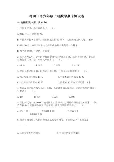 梅河口市六年级下册数学期末测试卷及1套完整答案.docx
