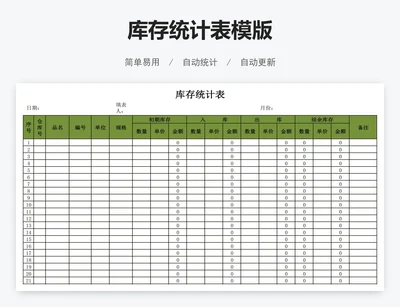 库存统计表模版