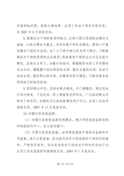 转变干部作风加强行政效能建设工作方案 (4).docx