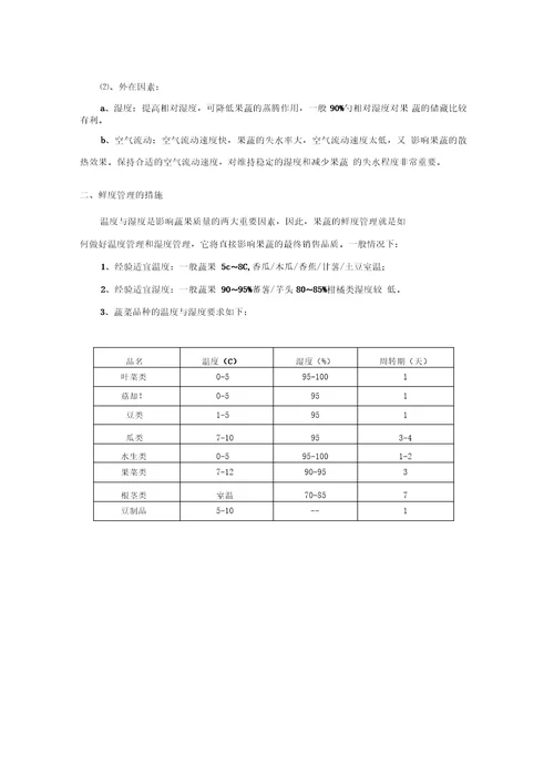 果蔬经营果蔬商品的鲜度管理