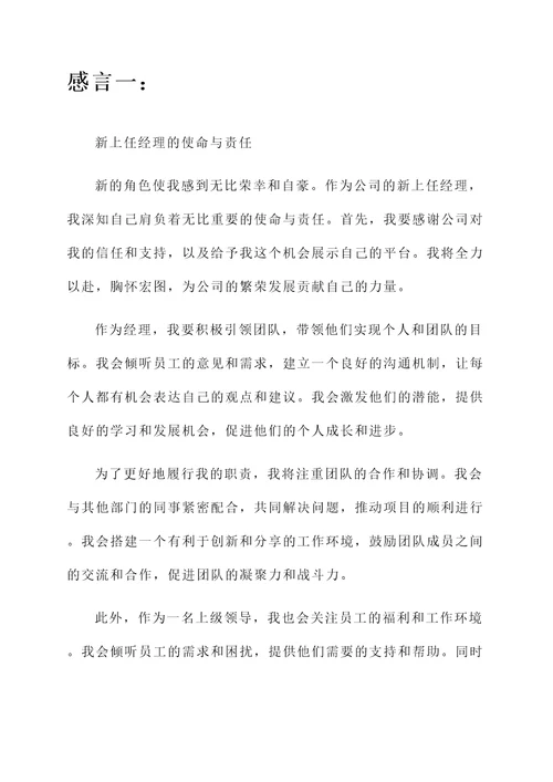 新上任经理感言