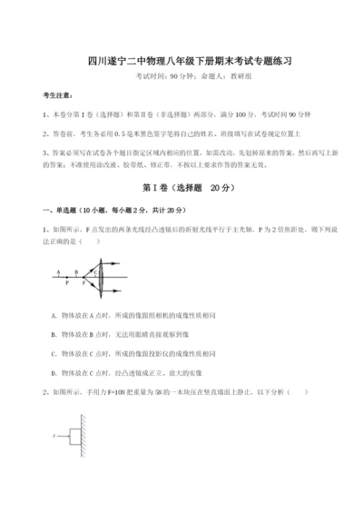 滚动提升练习四川遂宁二中物理八年级下册期末考试专题练习试题（含详解）.docx