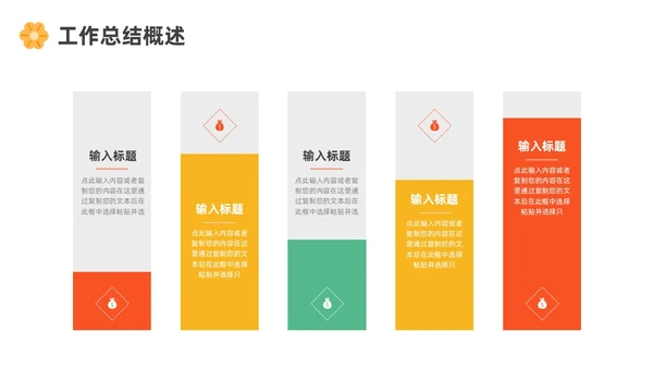 绿色黄色红色花朵简约风运营工作总结ppt模板述职报告