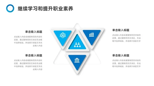 蓝色箭头微立体风转正述职报告PPT模板