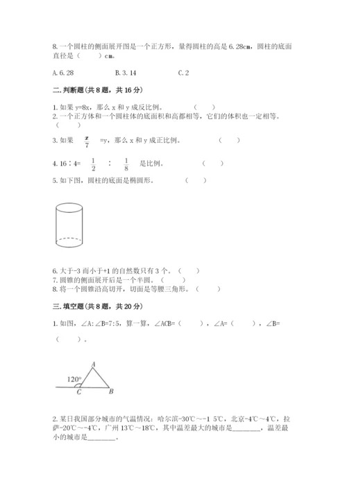 六年级下册数学期末测试卷及一套参考答案.docx