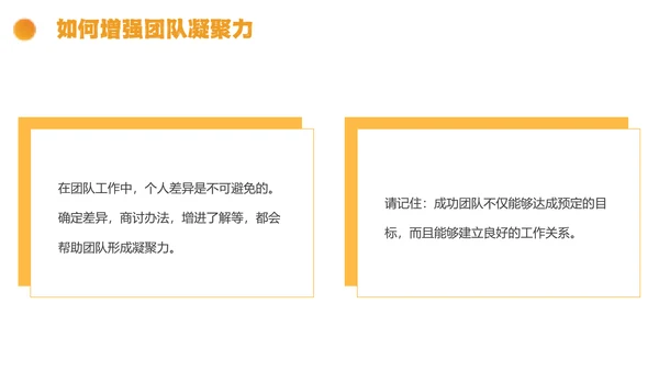 橙色简约线条形状结合拼图团队执行力与团队建设培训PPT模板