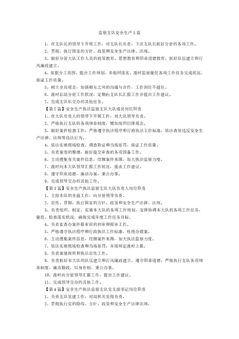 监察支队安全生产5篇