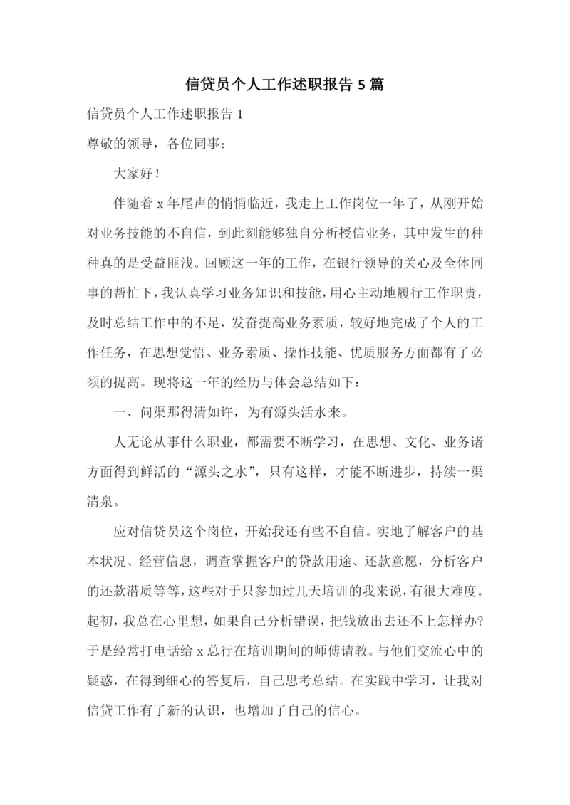 信贷员个人工作述职报告5篇.docx
