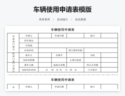 车辆使用申请表模版