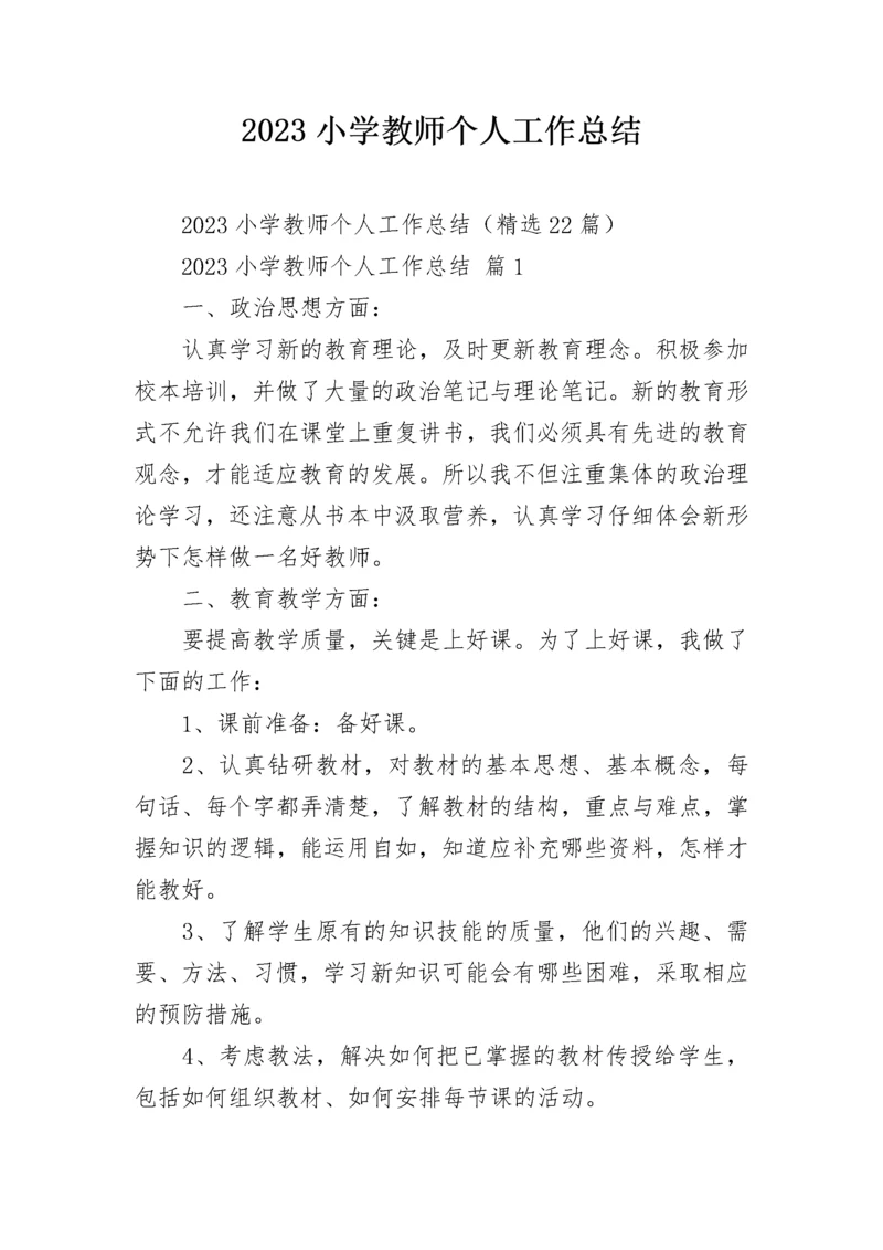 2023小学教师个人工作总结.docx