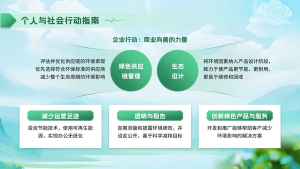 深绿色清新风世界清洁地球日环保宣传活动PPT模板