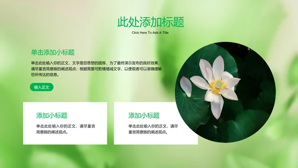 绿色清新风总结汇报通用PPT演示模板