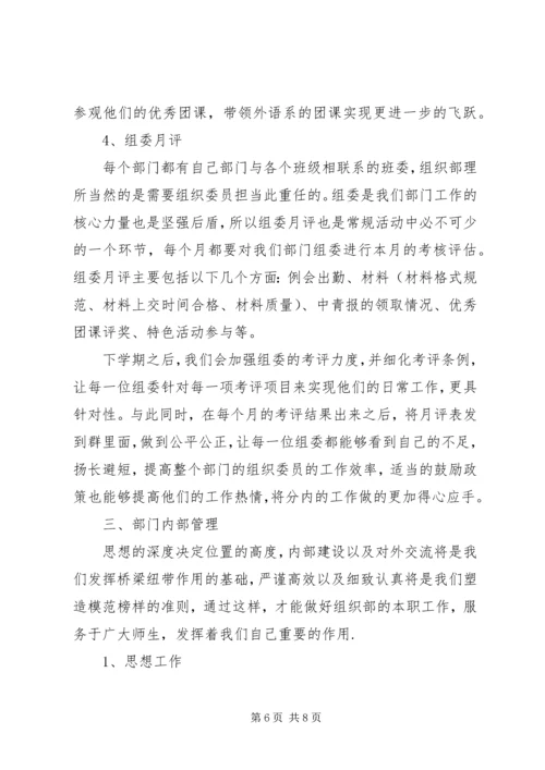 竞选团总支组织部副部长工作设想计划.docx