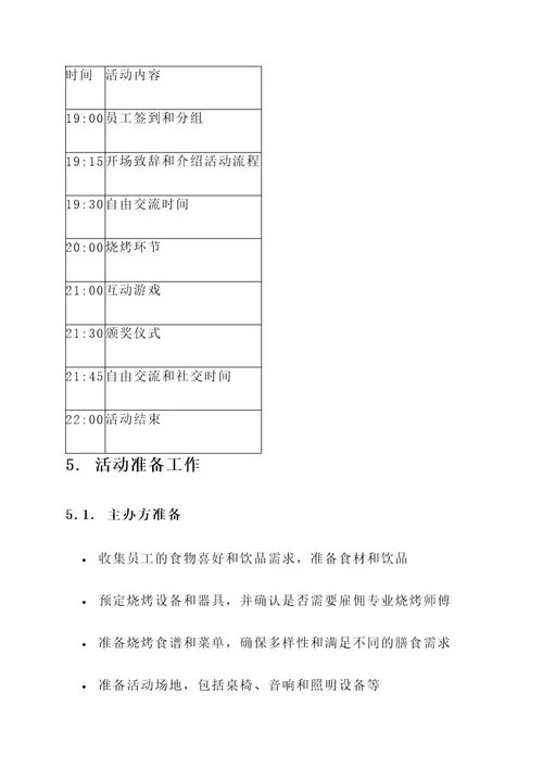 企业员工烧烤晚会方案