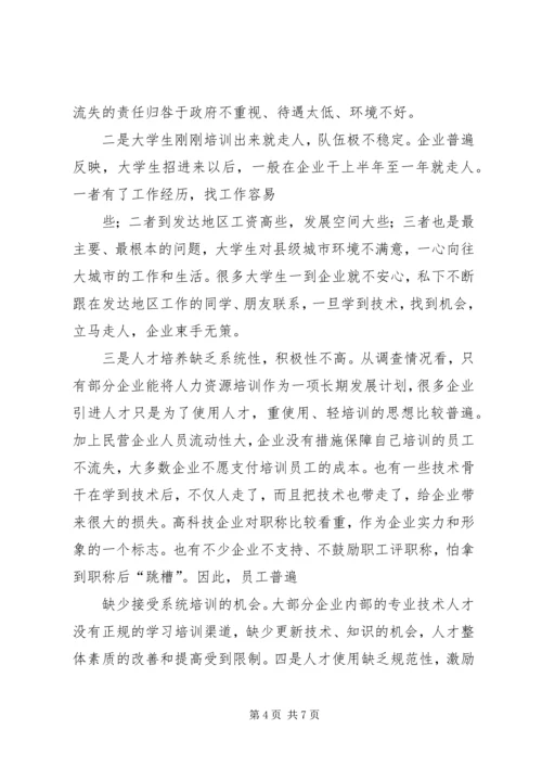 县民营企业人才工作现状调研报告.docx