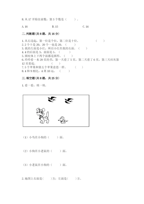 人教版一年级上册数学期末考试试卷含完整答案【典优】.docx