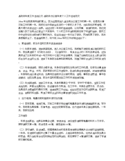 县政府年度工作总结公文-县政府办公室年度个人工作总结范文