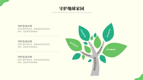 绿色清新简约生态文明节能环保低碳出行保护环境PPT模板