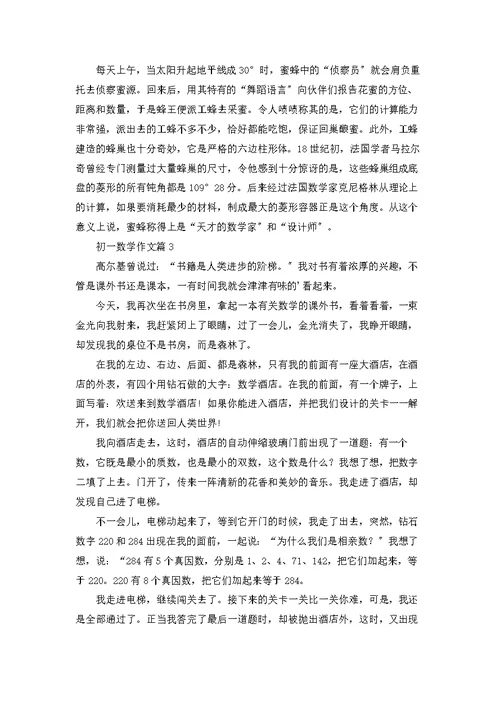 初一数学作文4篇