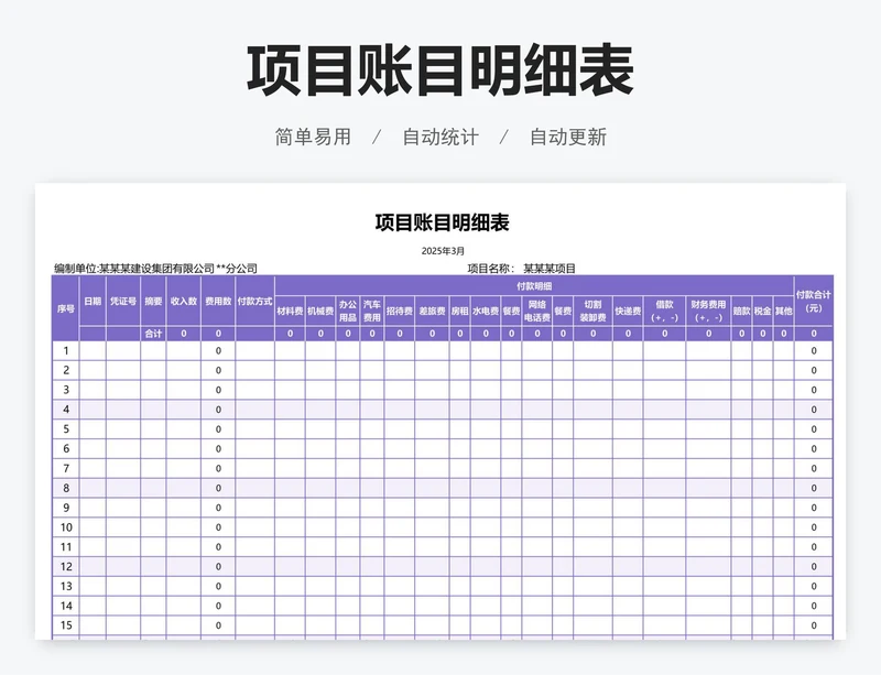 项目账目明细表