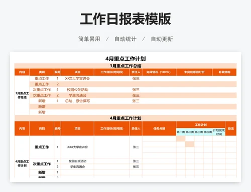 工作日报表模版