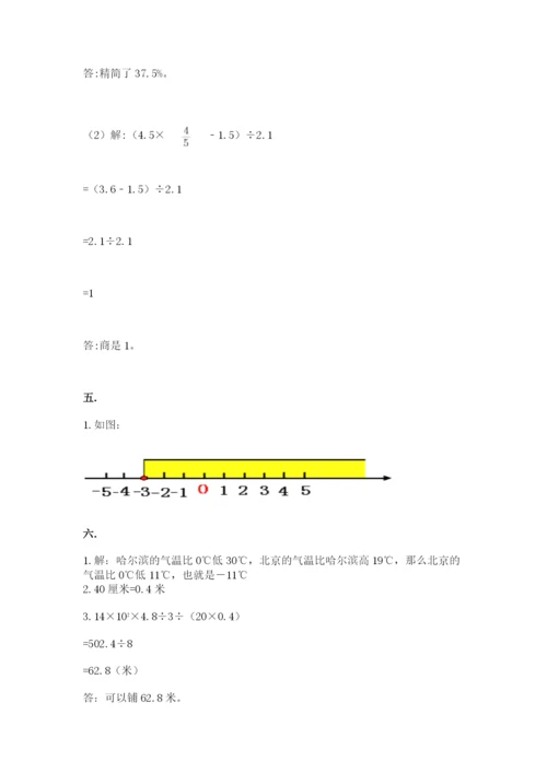 小学六年级下册数学摸底考试题【考点梳理】.docx