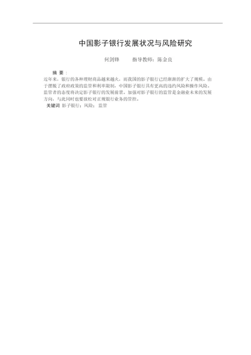 2022中国影子银行的发展现状和风险分析论文终稿.docx