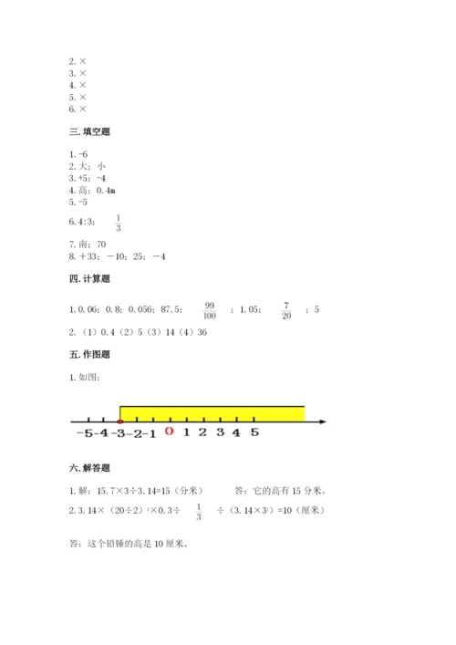 保定市顺平县六年级下册数学期末测试卷及答案1套.docx