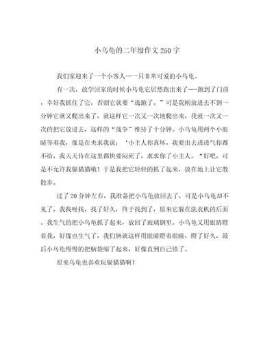 小乌龟的二年级作文250字