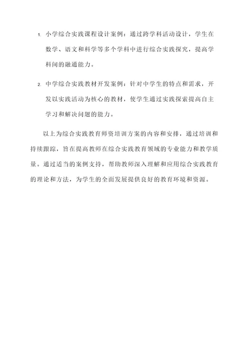 综合实践教育师资培训方案