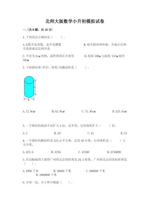 北师大版数学小升初模拟试卷及答案（考点梳理）.docx