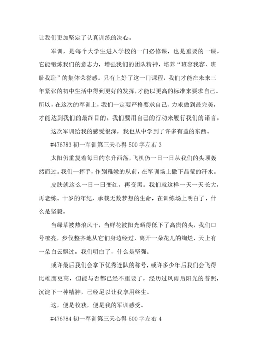 初一军训第三天心得500字左右5篇.docx