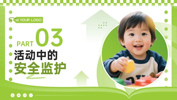 酸绿色潮流风儿童户外安全活动须知PPT模板