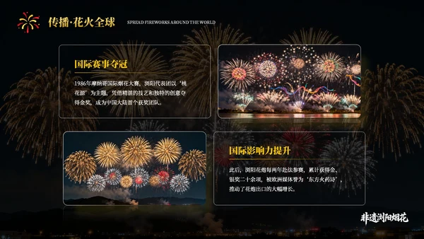 黄黑色系非遗浏阳烟花文化宣传PPT模板