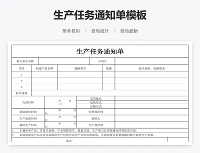 生产任务通知单模板