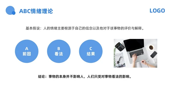 蓝色商务心态决定命运PPT模板宣传PPT动态PPT情绪管情绪管理