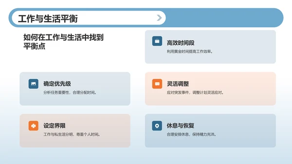 蓝色3D风时间管理PPT模板