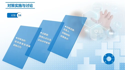 蓝色简约提高门诊治疗患者健康教育的满意度PPT模板品管圈医疗质量管理品管圈
