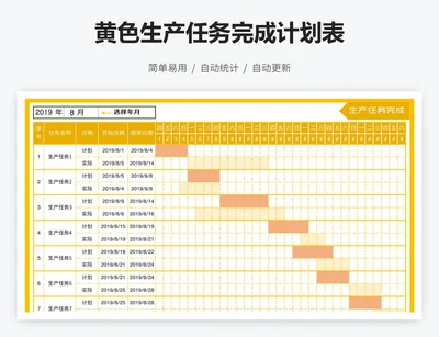 黄色生产任务完成计划表