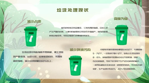 手绘卡通风垃圾分类培训课件通用PPT模板