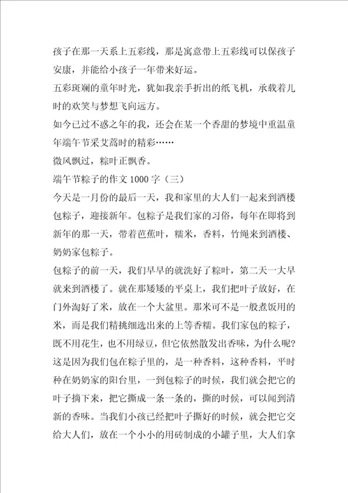 端午节粽子的作文1000字端午节作文大全