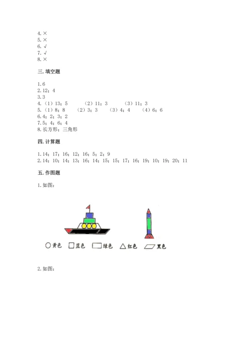 人教版一年级下册数学期中测试卷a4版打印.docx