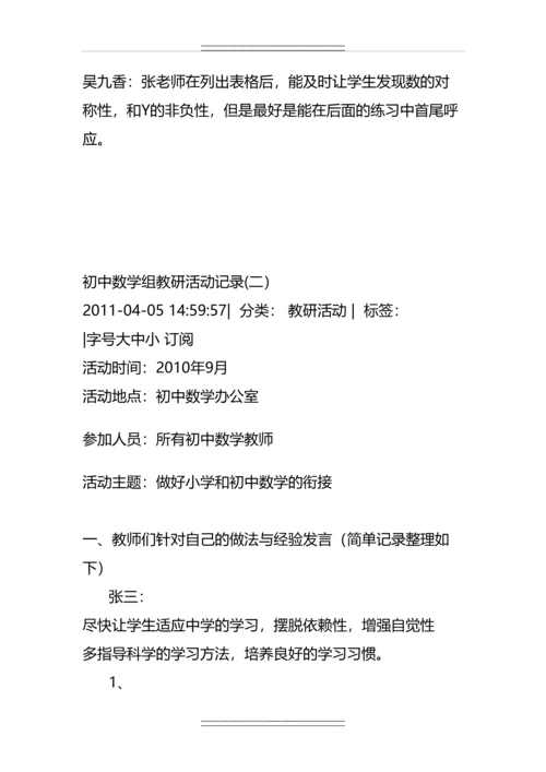 初中数学教研组教研活动记录.docx
