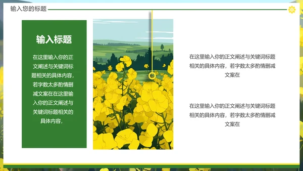 油菜花摄影，油彩花开PPT模板