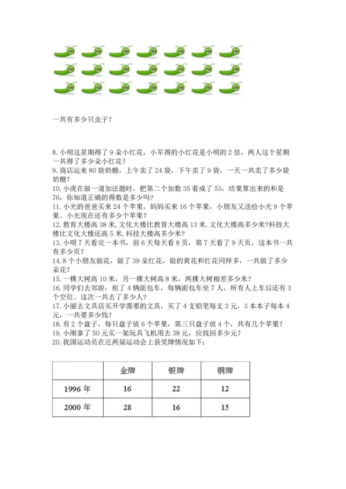 二年级上册数学应用题100道及参考答案（模拟题）.docx