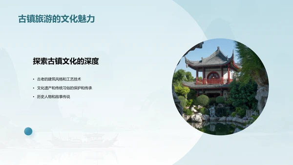 绿色国风插画古镇旅游相册展示PPT模板