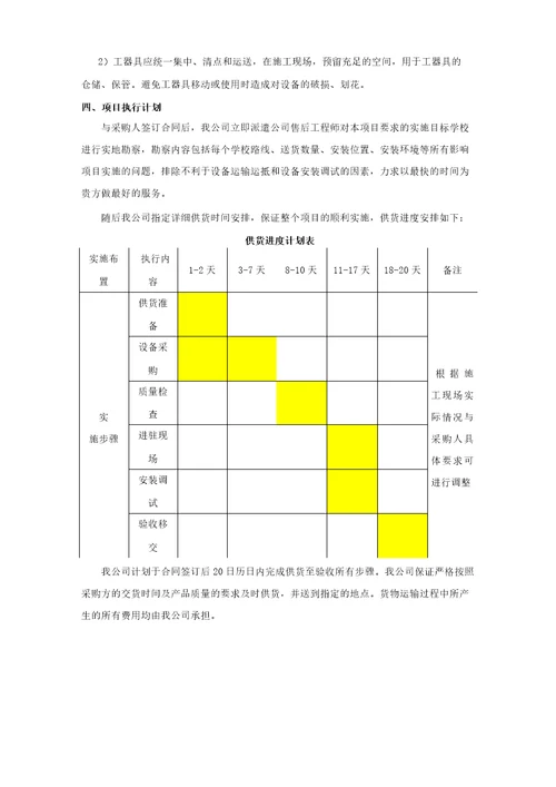 供货方案供货计划